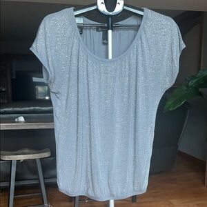 INC International Concepts Silver Short Sleeve Top